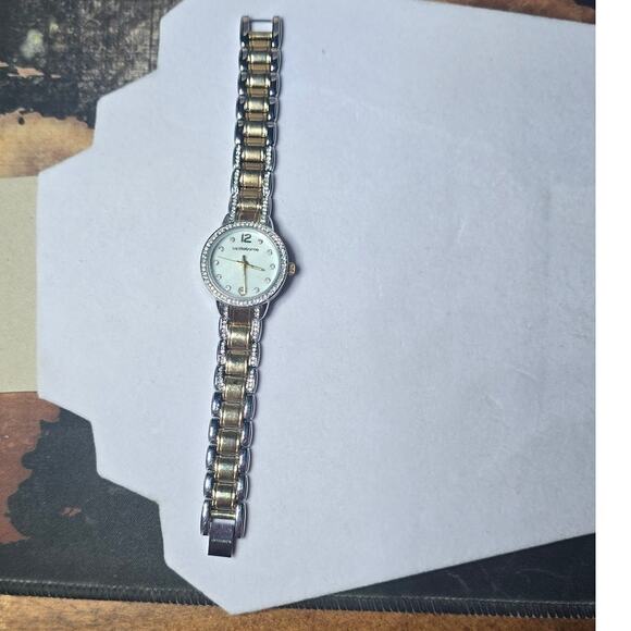 Liz Claiborne Silver and Gold Tone Mother of Pearl Ladies Watch - Picture 4 of 5